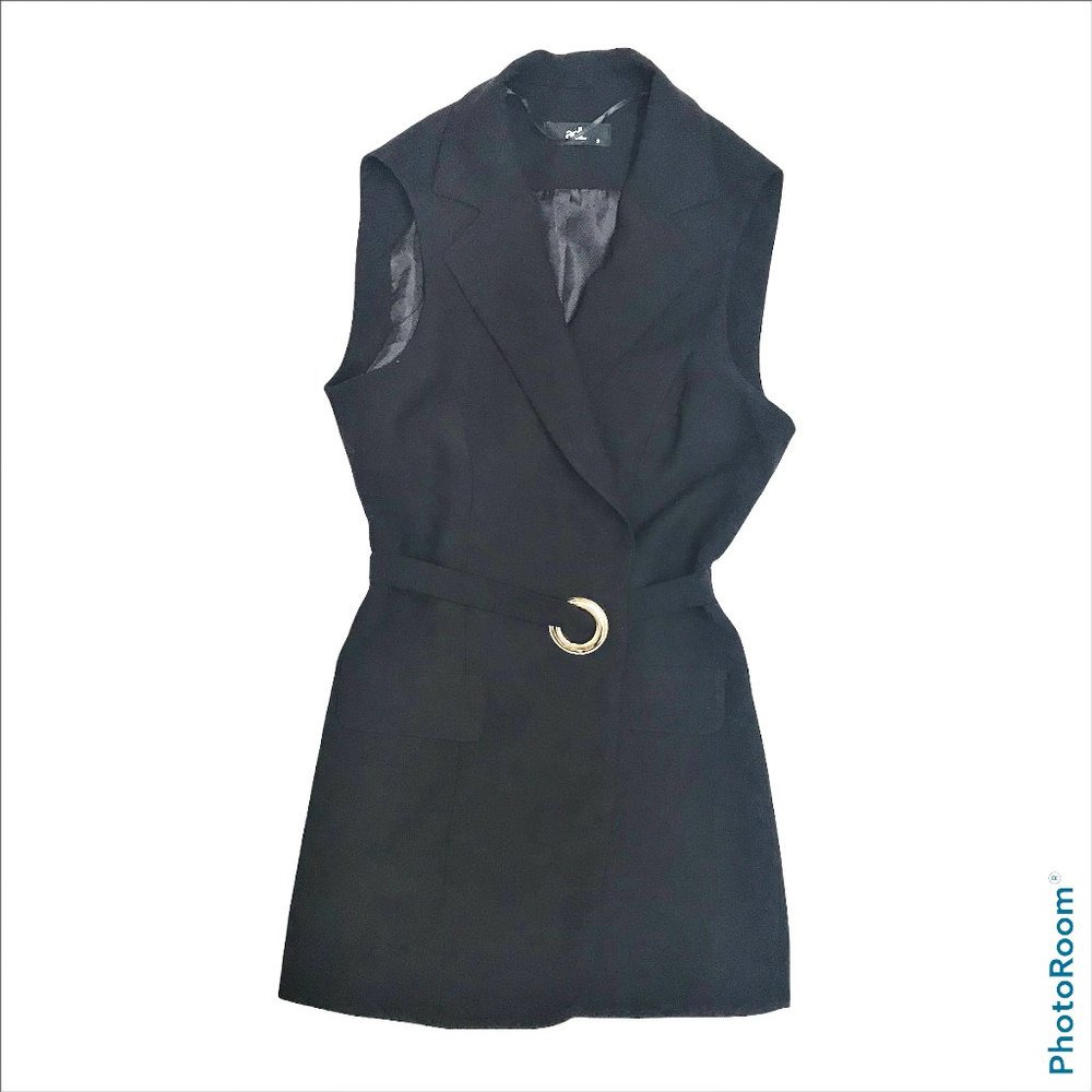 ADL Womens S Black Wrap Top Sleeveless Lined Business Office Professional